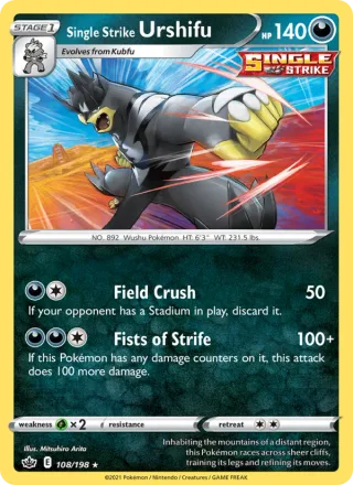 Single Strike Urshifu #108 · Chilling Reign Pokémon card