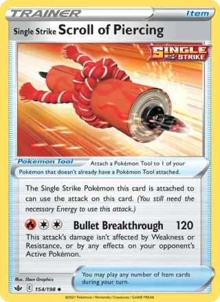 Single Strike Scroll of Piercing #154 · Chilling Reign Pokémon card