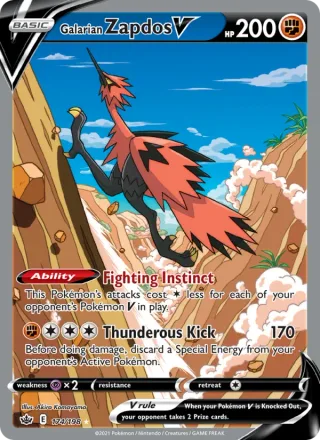 Galarian Zapdos V #174 · Chilling Reign Pokémon card