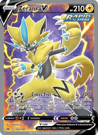 Zeraora V #165 · Chilling Reign Pokémon card