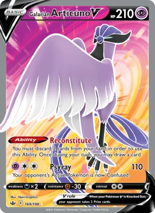 Galarian Articuno V #169 · Chilling Reign Pokémon card