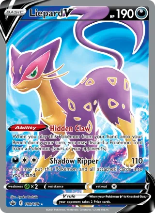 Liepard V #180 · Chilling Reign Pokémon card