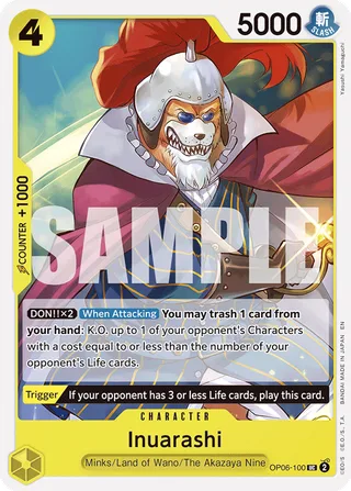Inuarashi (Reprint) #OP06-100-reprint · ST-28: Starter Deck 28 GREEN/YELLOW Yamato One Piece card