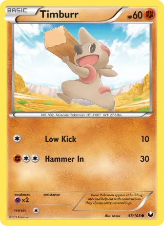 Timburr #58 · Dark Explorers Pokémon card