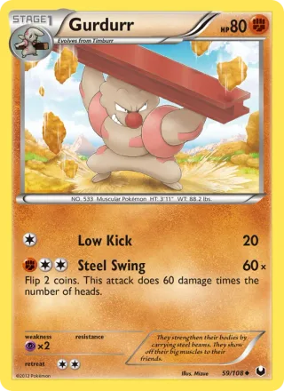 Gurdurr #59 · Dark Explorers Pokémon card