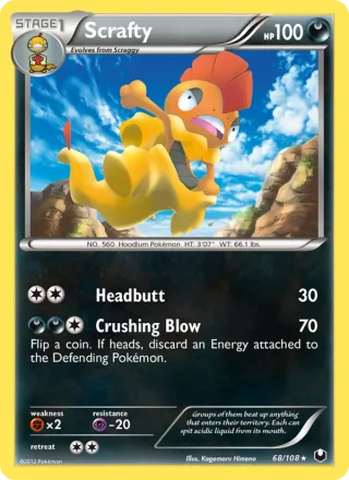 Scrafty #68 · Dark Explorers Pokémon card