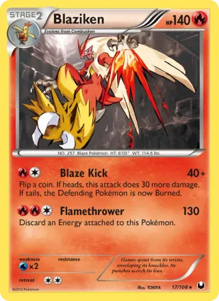 Blaziken #17 · Dark Explorers Pokémon card