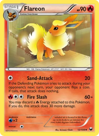Flareon #12 · Dark Explorers Pokémon card