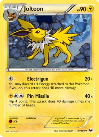 Jolteon #37 · Dark Explorers Pokémon card