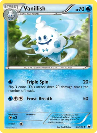 Vanillish #34 · Dark Explorers Pokémon card