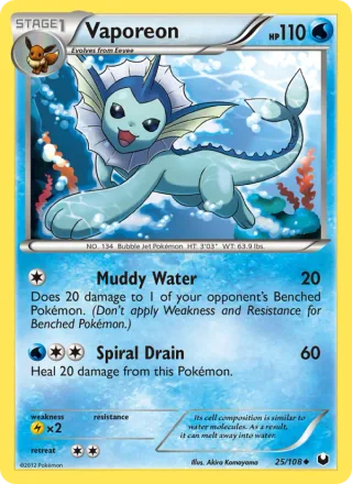 Vaporeon #25 · Dark Explorers Pokémon card