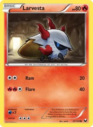 Larvesta #20 · Dark Explorers Pokémon card