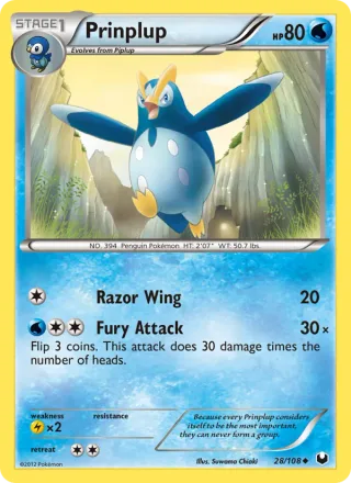 Prinplup #28 · Dark Explorers Pokémon card