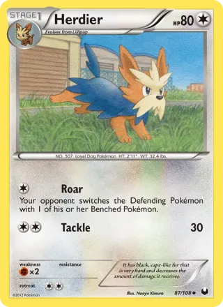 Herdier #87 · Dark Explorers Pokémon card