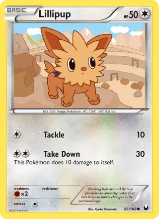 Lillipup #86 · Dark Explorers Pokémon card