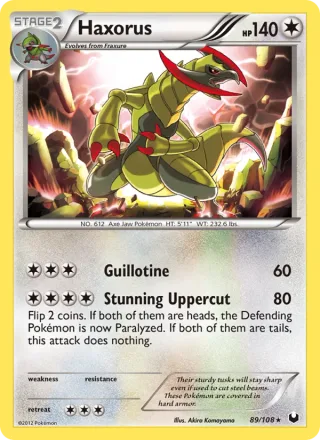Haxorus #89 · Dark Explorers Pokémon card