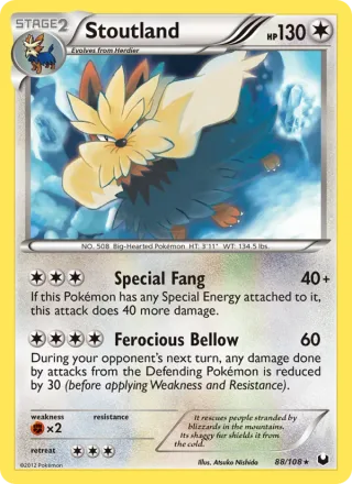 Stoutland #88 · Dark Explorers Pokémon card