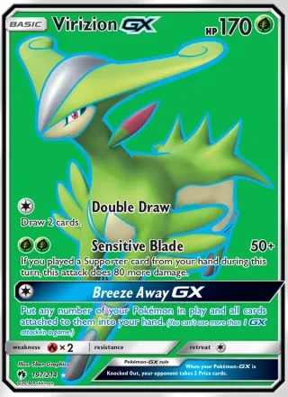 Virizion GX #197 · Lost Thunder Pokémon card