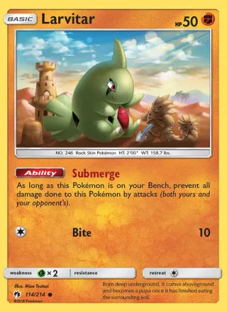 Larvitar #114 · Lost Thunder Pokémon card