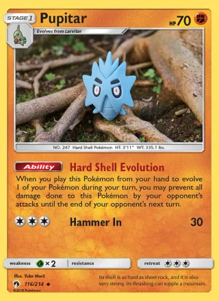 Pupitar #116 · Lost Thunder Pokémon card