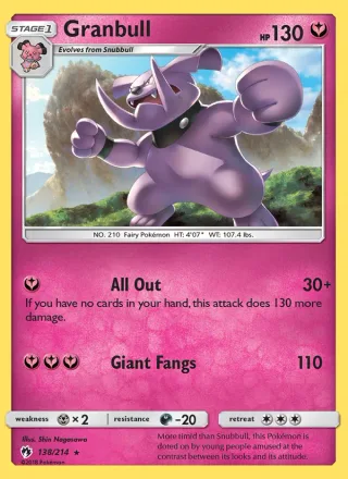 Granbull #138 · Lost Thunder Pokémon card