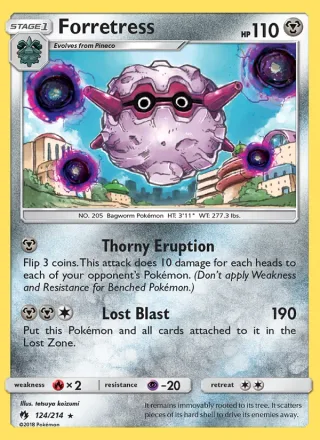 Forretress #124 · Lost Thunder Pokémon card