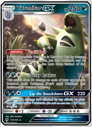 Tyranitar GX #121 · Lost Thunder Pokémon card