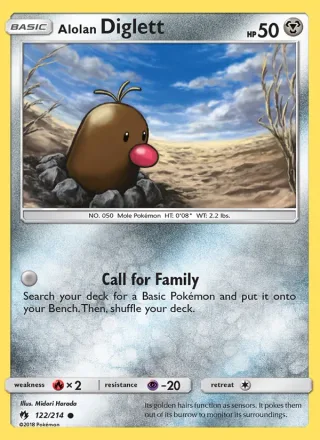 Alolan Diglett #122 · Lost Thunder Pokémon card