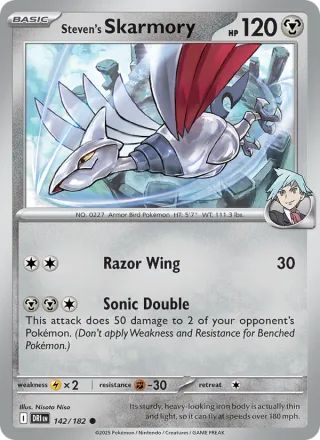 Steven's Skarmory #142 · Destined Rivals Pokémon card