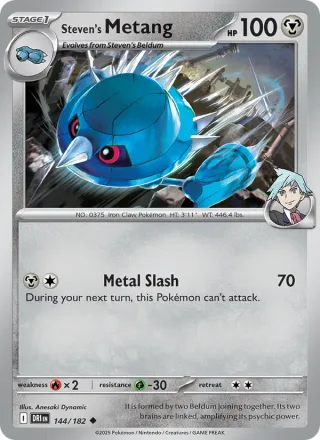 Steven's Metang #144 · Destined Rivals Pokémon card