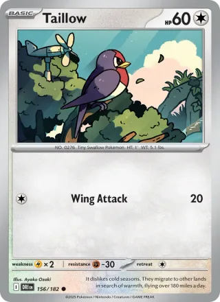 Taillow #156 · Destined Rivals Pokémon card