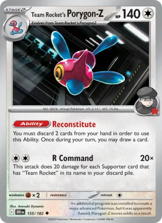 Team Rocket's Porygon-Z #155 · Destined Rivals Pokémon card