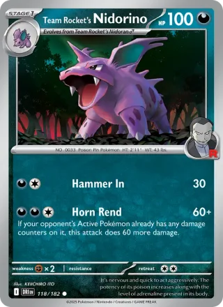 Team Rocket's Nidorino #118 · Destined Rivals Pokémon card