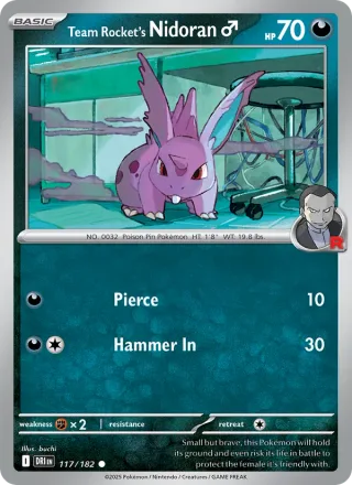 Team Rocket's Nidoran♂ #117 · Destined Rivals Pokémon card