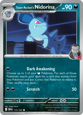Team Rocket's Nidorina #115 · Destined Rivals Pokémon card