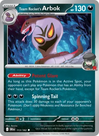 Team Rocket's Arbok #113 · Destined Rivals Pokémon card