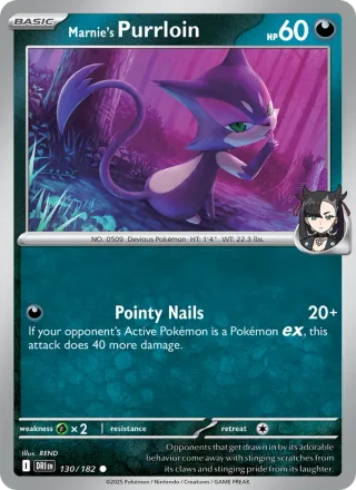 Marnie's Purrloin #130 · Destined Rivals Pokémon card