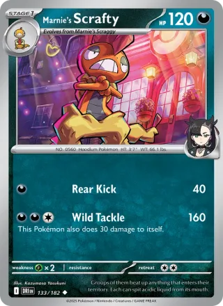 Marnie's Scrafty #133 · Destined Rivals Pokémon card