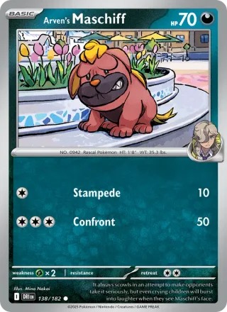 Arven's Maschiff #138 · Destined Rivals Pokémon card