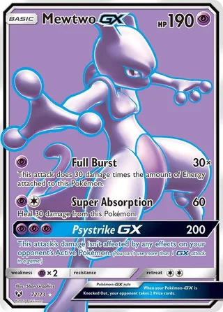 Mewtwo GX #72 · Shining Legends Pokémon card