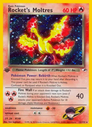 Rocket's Moltres #12 · Gym Heroes Pokémon card