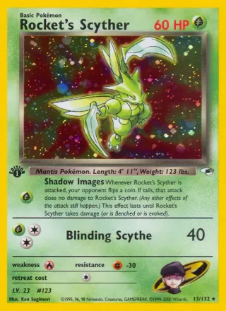 Rocket's Scyther #13 · Gym Heroes Pokémon card
