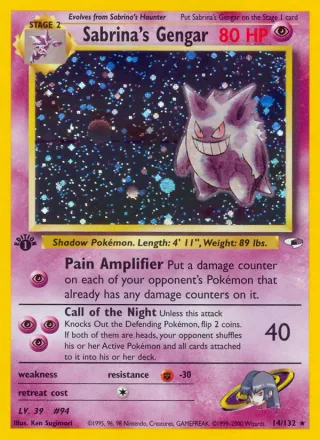 Sabrina's Gengar #14 · Gym Heroes Pokémon card