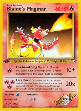 Blaine's Magmar #37 · Gym Heroes Pokémon card