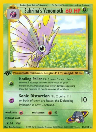 Sabrina's Venomoth #34 · Gym Heroes Pokémon card
