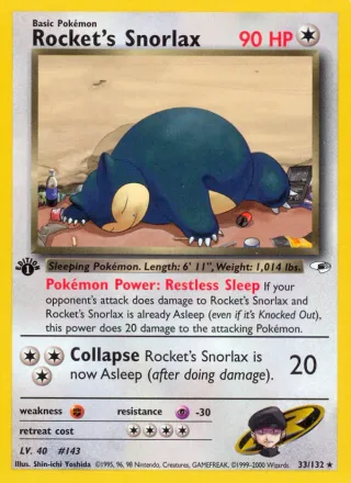 Rocket's Snorlax #33 · Gym Heroes Pokémon card