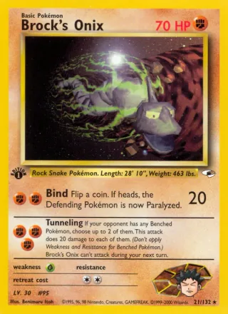 Brock's Onix #21 · Gym Heroes Pokémon card