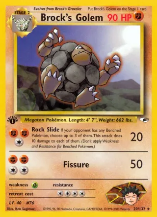 Brock's Golem #20 · Gym Heroes Pokémon card