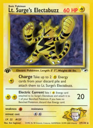 Lt. Surge's Electabuzz #27 · Gym Heroes Pokémon card