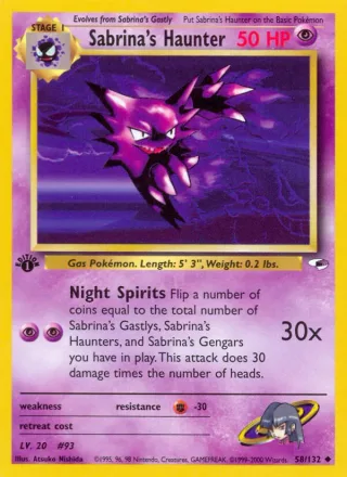 Sabrina's Haunter #58 · Gym Heroes Pokémon card
